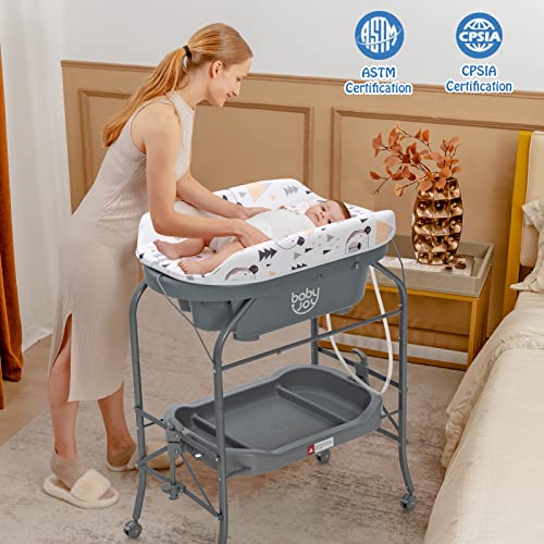 Foldable Baby Bathtub and Changing Table Combo