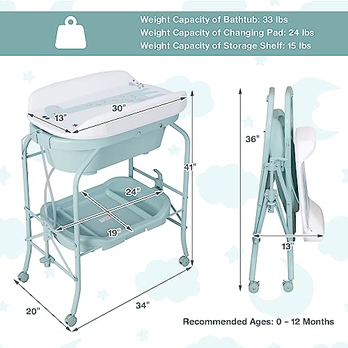 HONEY JOY Portable Baby Changing Table and Bathtub