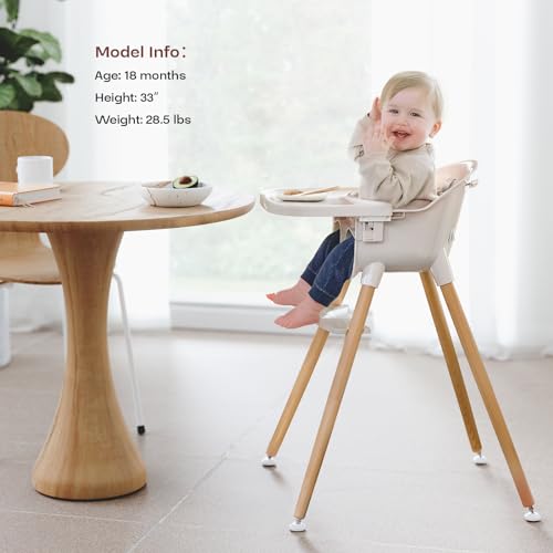 Fodoss 3-in-1 Convertible Wooden High Chair