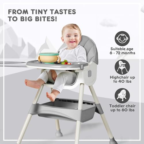 HARPPA 4-in-1 Convertible Baby High Chair - Gray