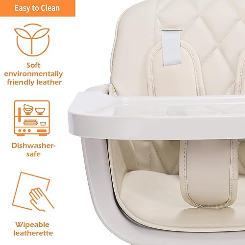 Beige 3-in-1 Convertible Wooden High Chair