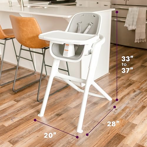 4moms Connect High Chair with Magnetic Tray, White/Grey
