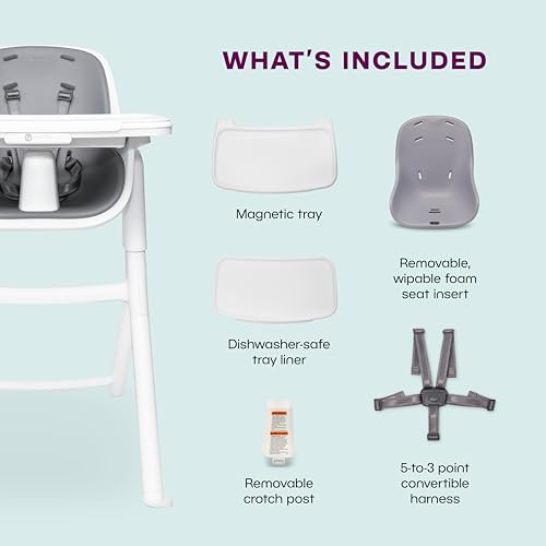 4moms Connect High Chair with Magnetic Tray, White/Grey