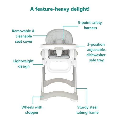 Dream On Me Grey Portable High Chair for Toddlers