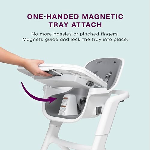 4moms Connect High Chair with Magnetic Tray, White/Grey
