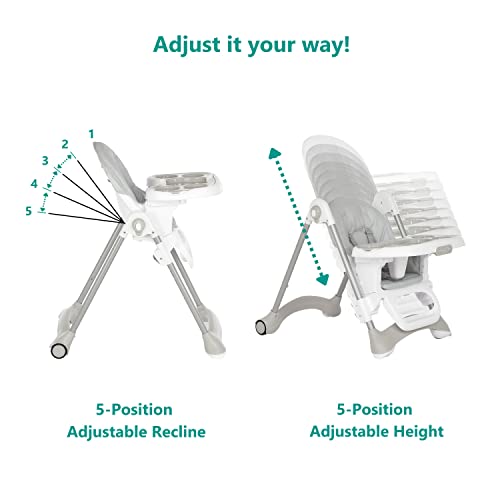 Dream On Me Grey Portable High Chair for Toddlers