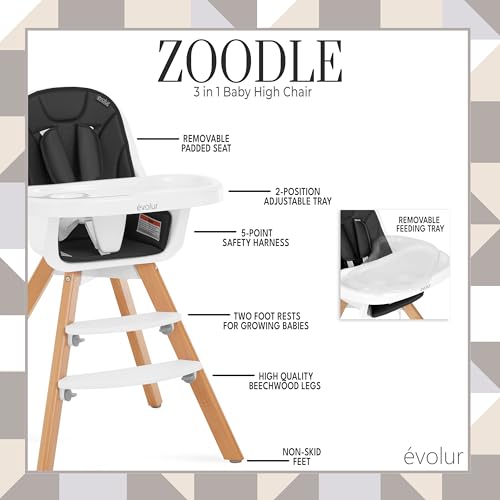Evolur Zoodle 2-in-1 Portable Baby High Chair