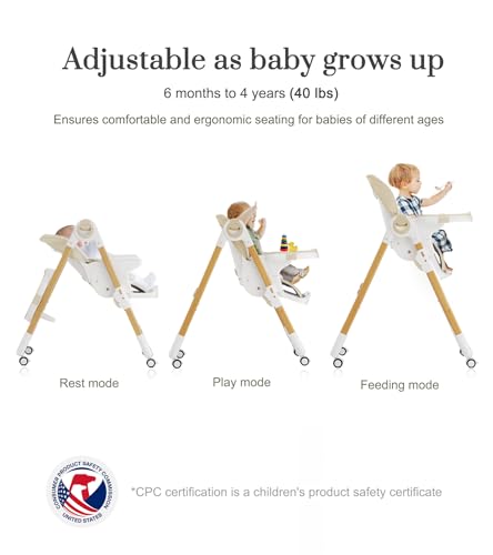 Adjustable Convertible High Chair with Removable Tray