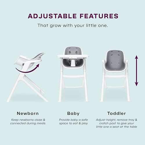 4moms Connect High Chair with Magnetic Tray, White/Grey