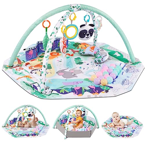5-in-1 Baby Play Gym Mat with Detachable Toys