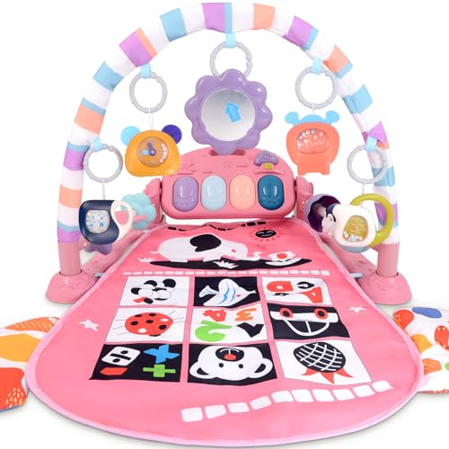 Black & White Baby Play Mat Gym, Pink