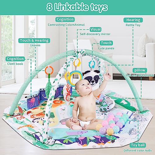 5-in-1 Baby Play Gym Mat with Detachable Toys