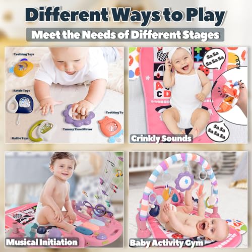 Black & White Baby Play Mat Gym, Pink