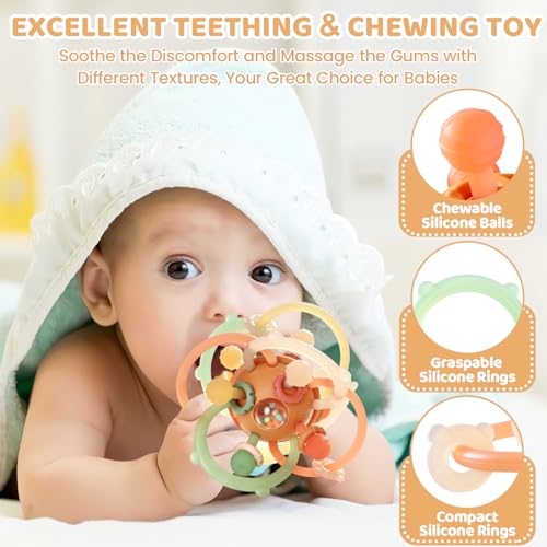Orzbow Baby Sensory Teething Rattle Balls Chew Toys