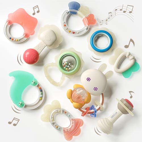 Evoceler Baby Toys: 10 Pcs Rattles and Teethers