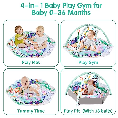 5-in-1 Baby Play Gym Mat with Detachable Toys