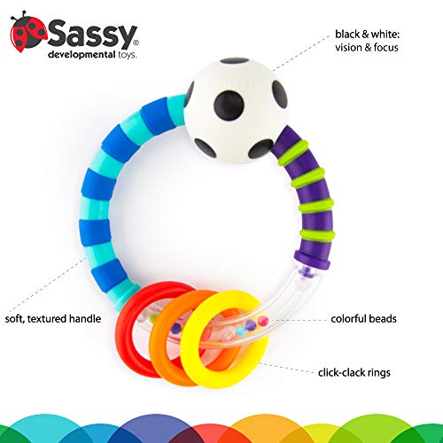 Sassy Ring Rattle: High Contrast Developmental Baby Toy