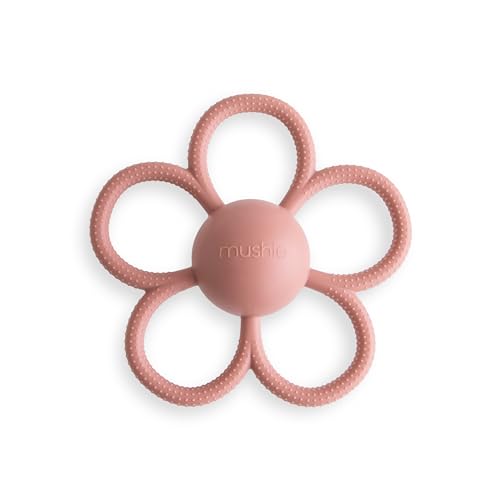 mushie Baby Silicone Daisy Rattle Teether Toy