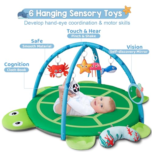 6-in-1 Foldable Baby Gym Play Mat for Tummy Time