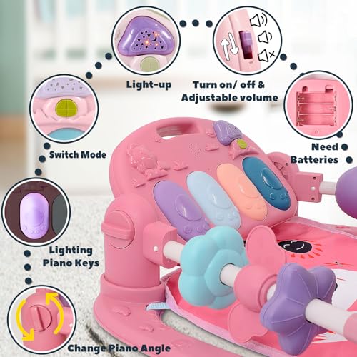 Black & White Baby Play Mat Gym, Pink