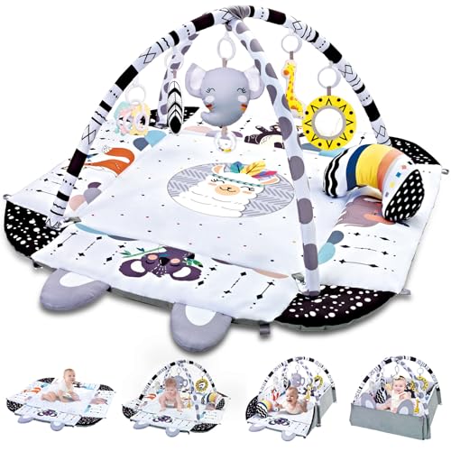 TFDER 8-in-1 Baby Gym Play Mat with Detachable Toys