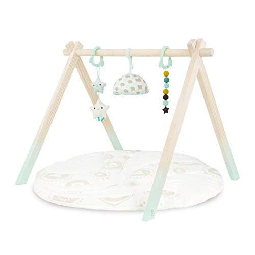 B. toys Wooden Baby Play Gym with Sensory Toys