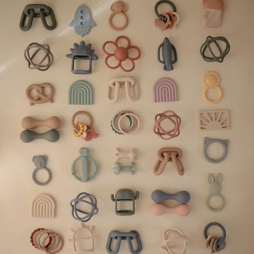 mushie Baby Silicone Daisy Rattle Teether Toy