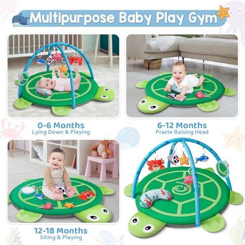 6-in-1 Foldable Baby Gym Play Mat for Tummy Time
