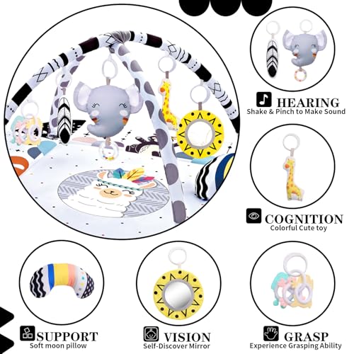 TFDER 8-in-1 Baby Gym Play Mat with Detachable Toys