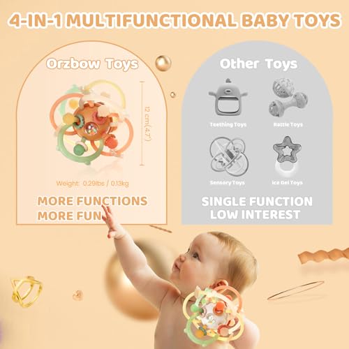 Orzbow Baby Sensory Teething Rattle Balls Chew Toys