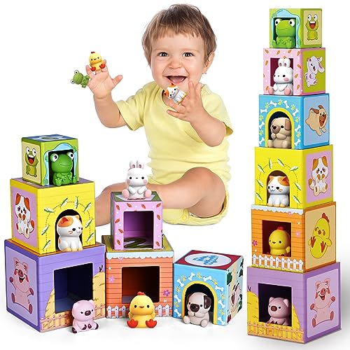 ShyLizard Farm Animal Sorting Stacking Toy Set for Toddlers