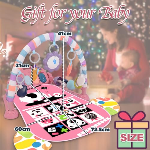Black & White Baby Play Mat Gym, Pink