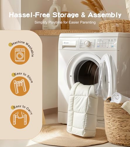 Natural Pine Wood Baby Play Gym with Sensory Toys