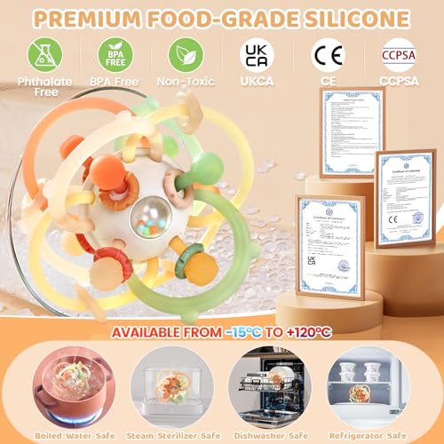 Orzbow Baby Sensory Teething Rattle Balls Chew Toys