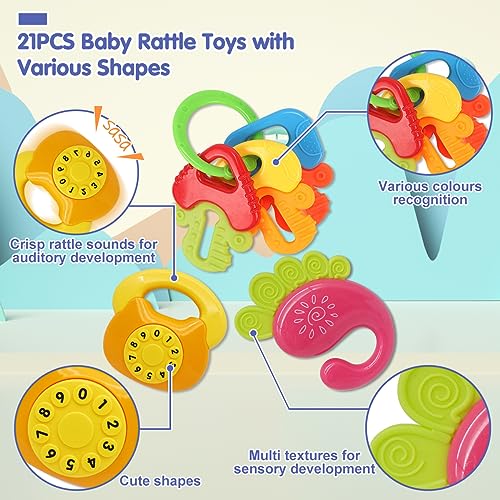 21PCS Qizebaby Baby Rattles Set for Infant Sensory