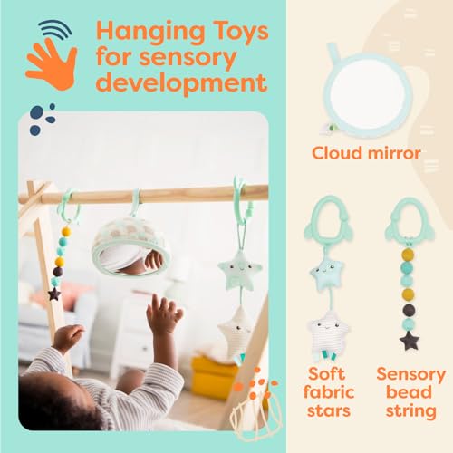 B. toys Wooden Baby Play Gym with Sensory Toys