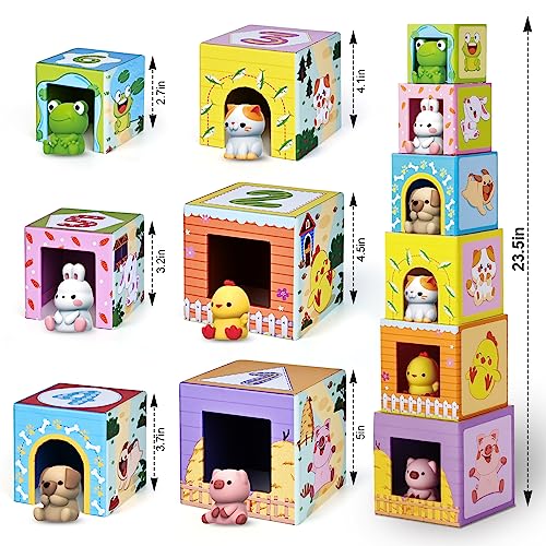 ShyLizard Farm Animal Sorting Stacking Toy Set for Toddlers