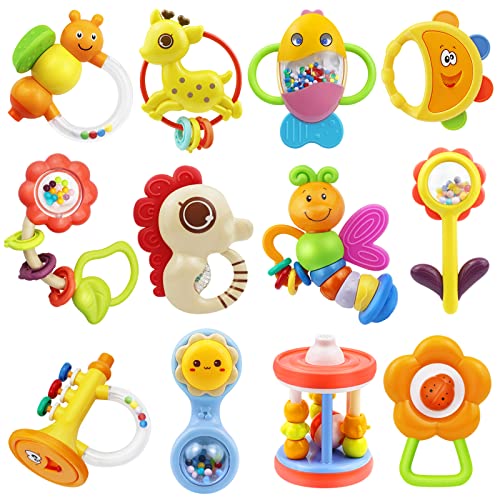 12Pcs Baby Rattles & Teething Set for Infants