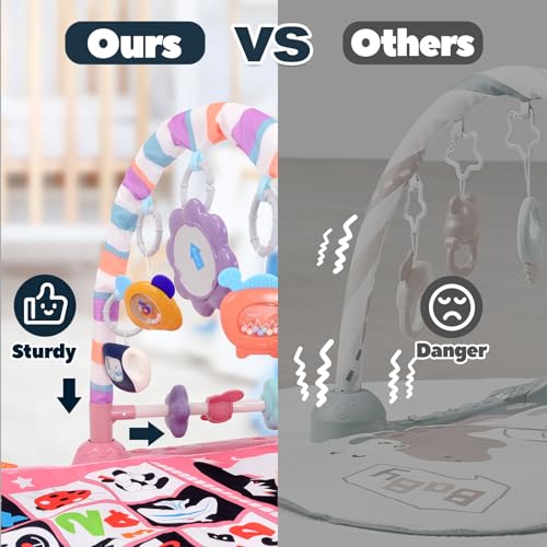 Black & White Baby Play Mat Gym, Pink