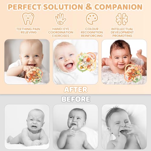 Orzbow Baby Sensory Teething Rattle Balls Chew Toys