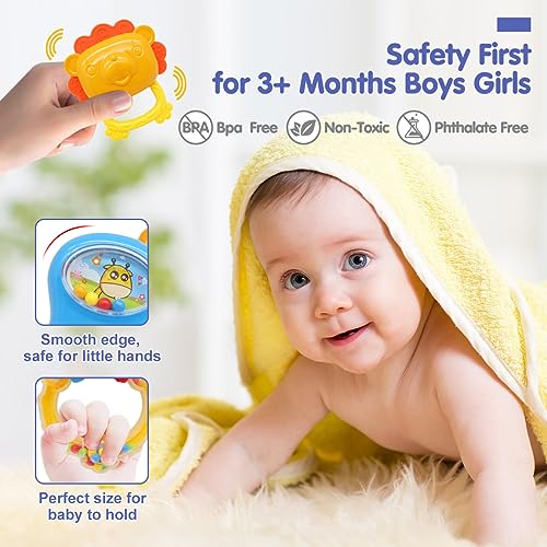 21PCS Qizebaby Baby Rattles Set for Infant Sensory