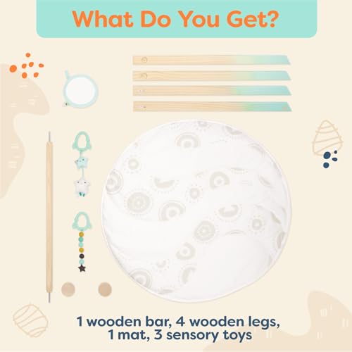 B. toys Wooden Baby Play Gym with Sensory Toys