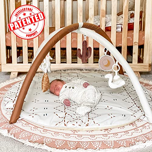 Macrame Baby Play Gym Mat with Detachable Toys