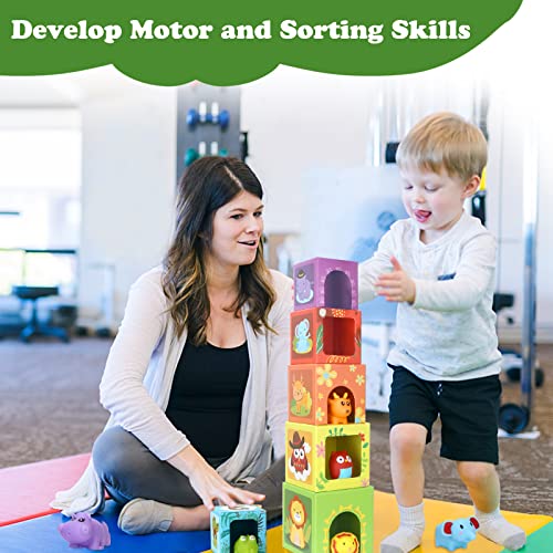 Animal Stacking Learning Toys for Toddlers - Baby Number Blocks & Counting Set