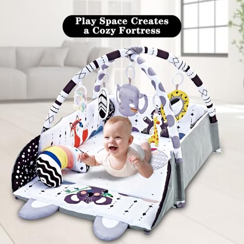 TFDER 8-in-1 Baby Gym Play Mat with Detachable Toys