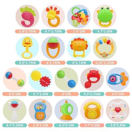 21PCS Qizebaby Baby Rattles Set for Infant Sensory