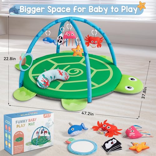 6-in-1 Foldable Baby Gym Play Mat for Tummy Time