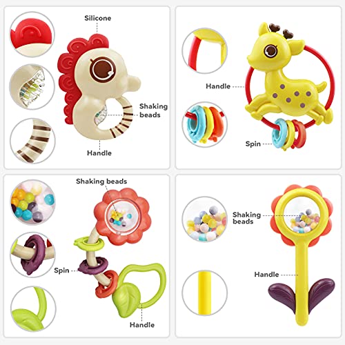 12Pcs Baby Rattles & Teething Set for Infants