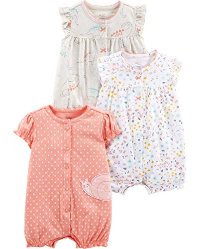 Carter's Baby Girls' 3-Pack Snap-up Rompers, Various Colors