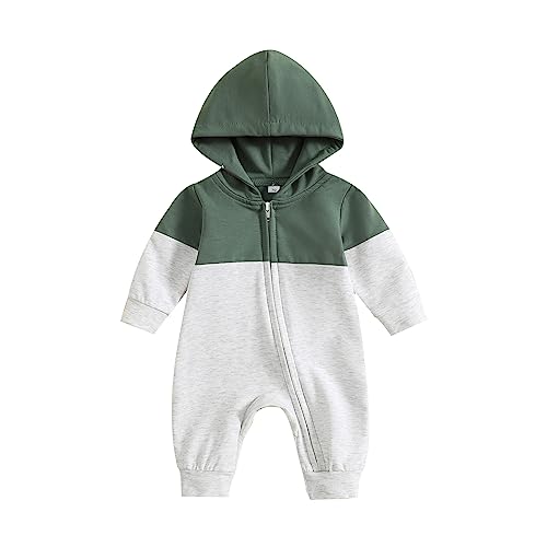 Color Block Hooded Romper for Newborn Boys